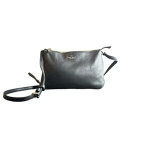 kate spade Leila Triple Gusset pebbled leather crossbody #100leather